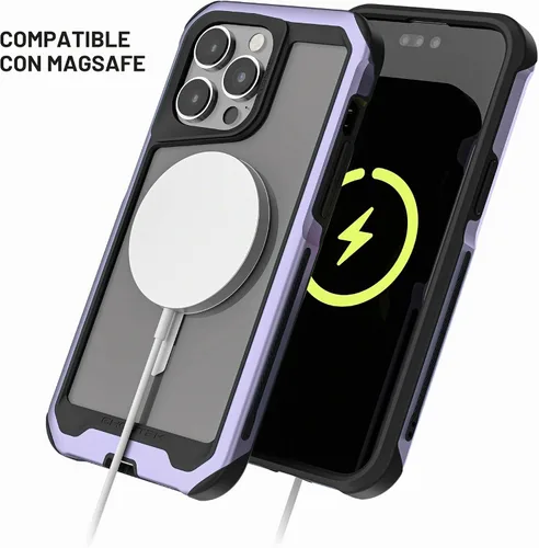 Vista 4 de Ghostek Atomic Slim - Funda protectora para iPhone 15 Pro Max, compatible con accesorios MagSafe, marco de metal de aluminio, funda de teléfono