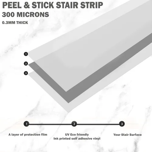 Vista 25 de Stair Riser Strip Vinyl Decal, Amalfi, 5" x 49", Pack of 5