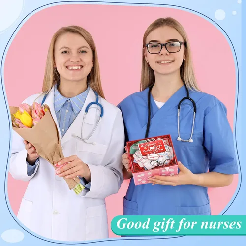 Vista 4 de Henoyso 48 Pcs Nurse Gifts Set Bulk 24 Nurse Keychain 24 Thank You Card Nursing Student Gifts Nurse Appreciation Gifts