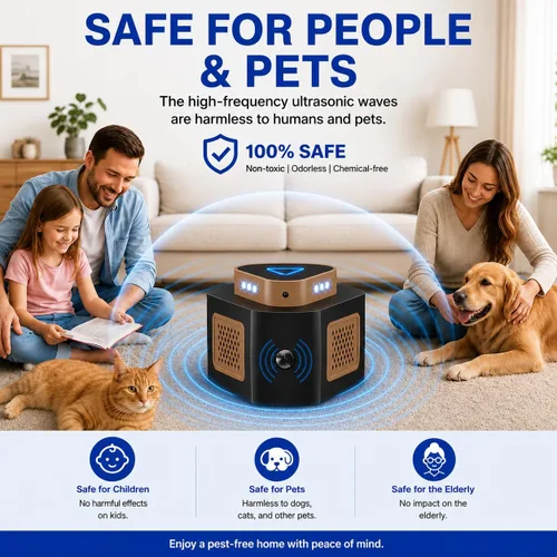 Vista 3 de Tirgo Repelente de ratones, enchufe ultrasónico, repelente de plagas ultrasónico para interiores, repelente ultrasónico de roedores de 360° con 4