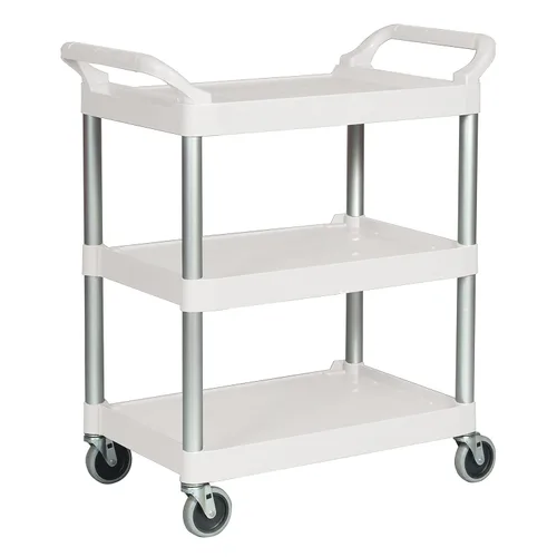 Vista 13 de Rubbermaid Commercial Products Carrito Rodante de Servicio/Utilitario/de Empuje de Servicio Pesado de 3 Estantes, Capacidad de 200 libras, Negro