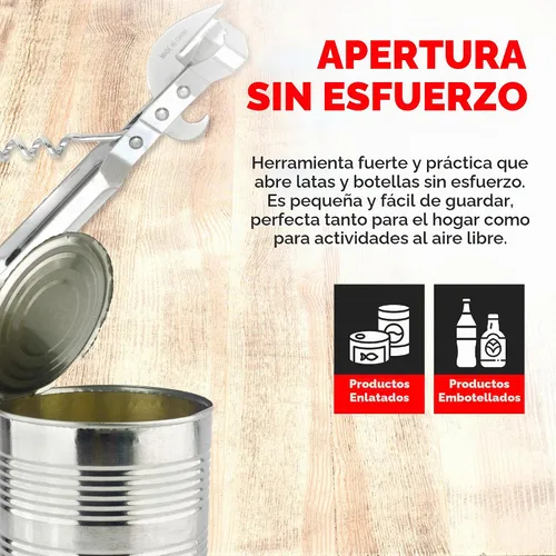 Vista 3 de Chef Craft Select - Abridor de latas 3 en 1, 6 pulgadas de longitud, acero inoxidable