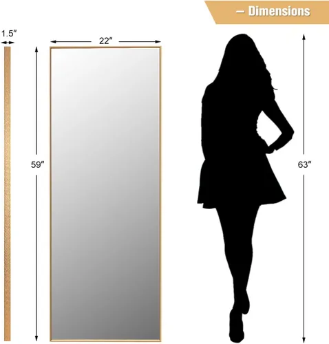 Vista 6 de CHARMAID Espejo rectangular grande de longitud completa para dormitorio, de 59 x 22 pulgadas, espejo de tocador de pie o montado en la pared