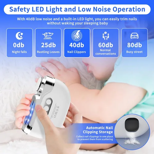 Vista 3 de Cortaúñas eléctrico 3 en 1, 2026 mejorado sin dolor automático para uñas gruesas de las manos y los pies, 3 velocidades con LED, pulido