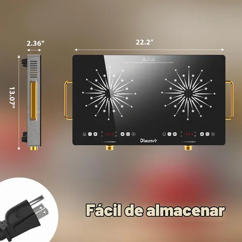 Vista 8 de Placa eléctrica de 2 quemadores con mango de 110 V, 2000 W Shard Power