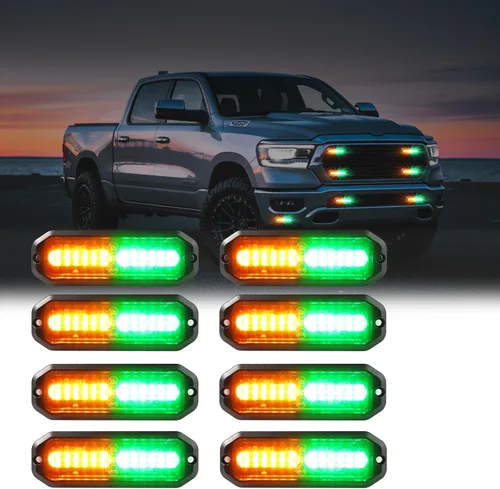 Vista 15 de WINECO Luces estroboscópicas LED ámbar para camiones, 8 piezas, 12 luces LED estroboscópicas intermitentes de montaje en superficie, kit de luces