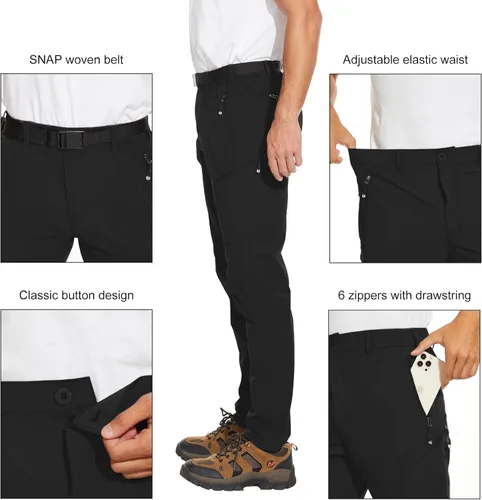 Vista 3 de Arunlluta Pantalones de senderismo para hombre, pantalones de viaje para senderismo, resistentes al agua, pantalones de trabajo para hombre