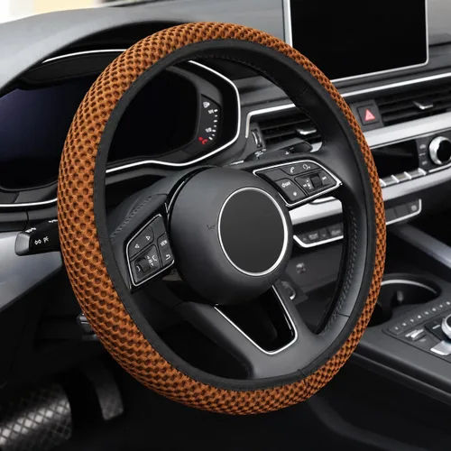 Vista 13 de KAFEEK Funda elástica para volante, universal de 15 pulgadas, color beige