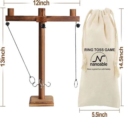 Vista 3 de Juegos de lanzamiento de anillos para adultos, divertido juego de gancho y anillo con bolsa de transporte, juego de fiesta para exteriores e
