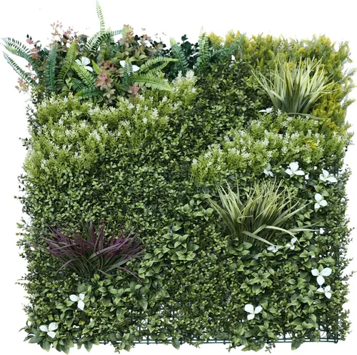 Vista 13 de E&K Panel de valla de plantas artificiales de 20 x 20 pulgadas, hojas sintéticas, césped, panel de privacidad para interiores y exteriores