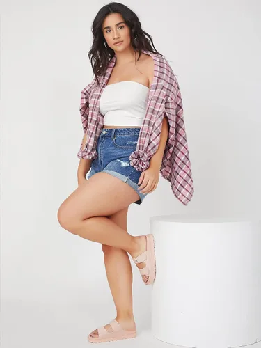 Vista 4 de Floerns Tops básicos sin tirantes para mujer, talla grande, sin tirantes, estilo tubo, tops básicos