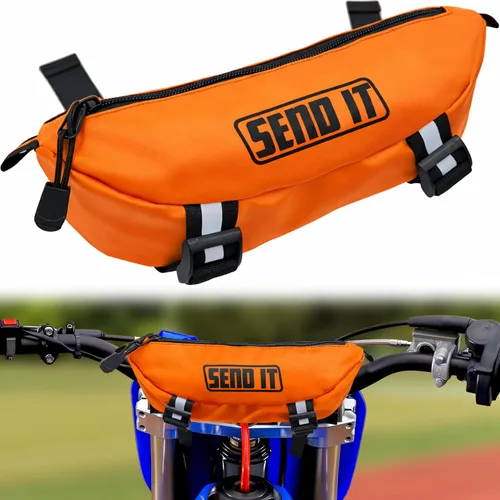 Vista 10 de Bolsa impermeable para manubrio de motocicleta Bolsa compacta de almacenamiento para manillar de motocicleta Bolsa de motocross de ajuste Rojo
