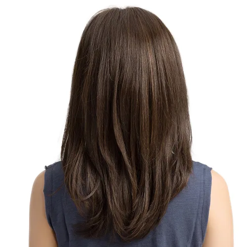 Vista 3 de Peluca de pelo HAIRCUBE largo y liso para mujer, uso diario, natural y saludable, 50 cm, color marrón
