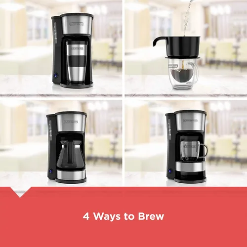 Vista 4 de BLACK+DECKER CM0755S Estación de café 4 en 1 para 5 tazas, Cafetera de acero inoxidable