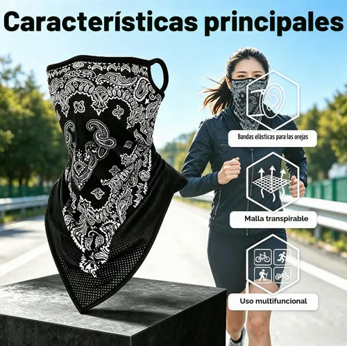 Vista 3 de Pasamontañas para esquí, forro para braga de cuello de casco de motocicleta, media máscara de secado rápido 01 Paisley-negro
