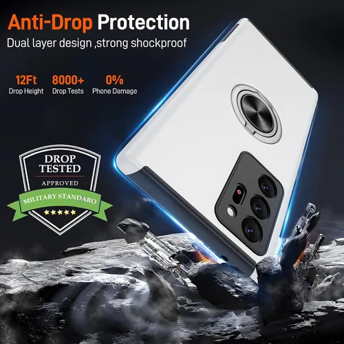 Vista 52 de Gritup - Funda para Galaxy A05S con protector de pantalla HD×2, funda protectora para teléfono a prueba de golpes con soporte magnético de anillo