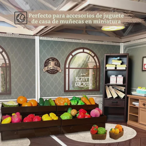 Vista 5 de Juego de 180 Piezas de Mini Carrito de Compras - Accesorios de Juguete para Casa de Muñecas de Supermercado de Simulación con Caja Registradora