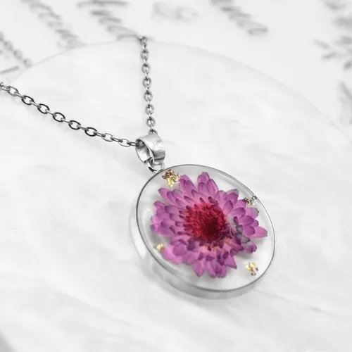 Vista 76 de Pressed Flower Necklace Gift for Women Personalized Handmade Necklaces Birth Flower Necklace