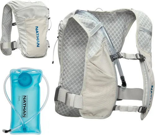 Vista 19 de Nathan QuickStart - Chaleco de hidratación con vejiga o frascos, bolsillos de almacenamiento, tela transpirable que absorbe la humedad, correas