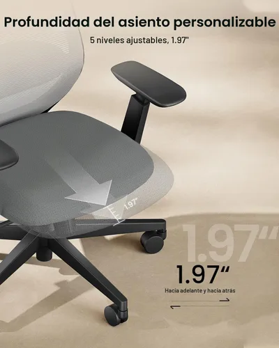 Vista 4 de ProtoArc EC200 Silla ergonómica de oficina con profundidad de asiento Soporte lumbar, respaldo alto, silla de escritorio de malla, oficina en casa