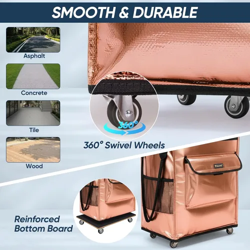 Vista 4 de BALEINE Bolsas de comestibles reutilizables sobre ruedas, bolsa de asas rodante, carrito de compras, mochila grande, carritos de compras