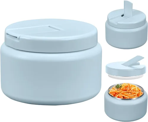 Vista 15 de Tarro para niños de 13.5 oz para alimentos calientes, tarro de alimentos aislado al vacío con tapa de hebilla, contenedor de almuerzo aislado