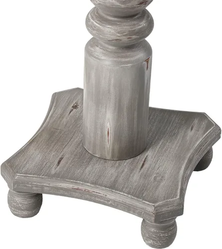 Vista 5 de Paquete de 2 mesas auxiliares redondas color gris rústico, parte superior de MDF, base de pedestal, perfecta para sala de estar, dormitorio, balcón