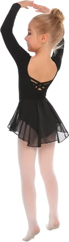Vista 4 de Arshiner Vestido de ballet clásico de manga larga para niñas Negro