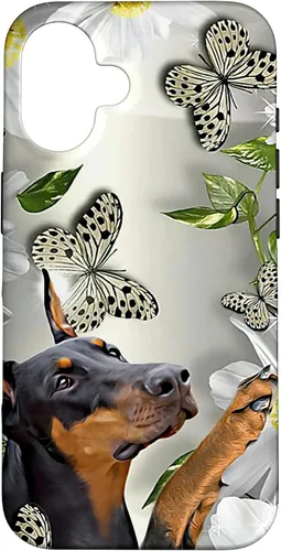 Vista 32 de Doberman Pinscher Daisy and Butterfly Case for iPhone 17