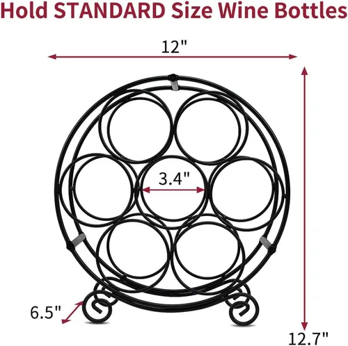 Vista 6 de TreeLen Estante de vino para encimera, soporte organizador de vino para 7 botellas, soporte de almacenamiento de vino de pie sin metal, soporte