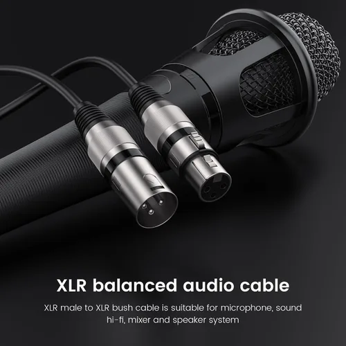 Vista 2 de MOSWAG Cables XLR a XLR, cable de micrófono XLR de 3.28 pies/1 M, cable de micrófono de 3 pines, cable XLR blindado equilibrado para cable