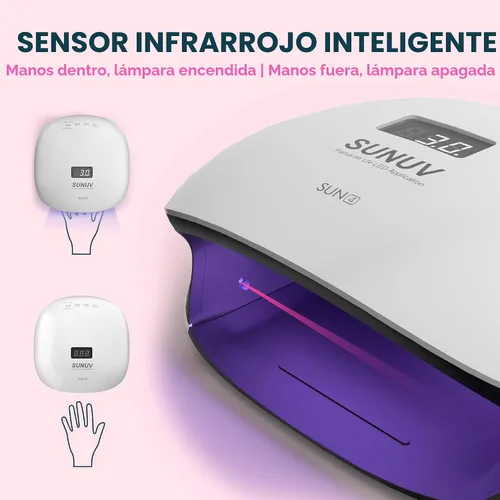 Vista 8 de Secador de uñas con gel con LED de 48 W UV y sensor (blanco), de Sunuv
