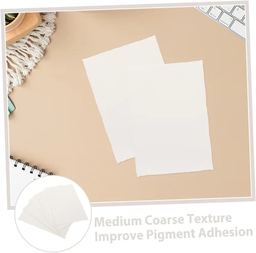 Vista 8 de STOBOK 20 hojas hechas a mano de papel de acuarela de algodón con borde deckled en blanco para pintar manualidades e invitaciones de boda