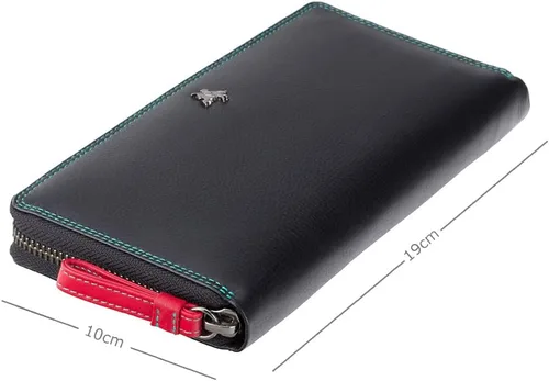 Vista 3 de Visconti - Cartera de mano de piel suave multicolor para mujer, Spectrum 33 (negro multicolor), Negro