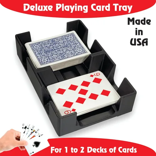 Vista 6 de Bandeja de plástico negro para cartas o carrito, no giratoria, fabricada en Estados Unidos Non-Swivel, Deluxe Plastic, Holds up to 2 decks, Does