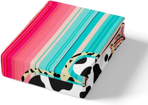 Vista 5 de Manfei Juego de sábanas de cactus tamaño individual, juego de ropa de cama de cactus con estampado de vaca para niños, niñas, adolescentes Tyts4421