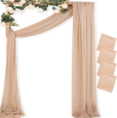 Vista 29 de MLMC 1 panel de tela para arco de boda azul bebé, 29 x 20 pies, cortinas de gasa extralargas transparentes de 6.6 yardas, paneles de cortinas