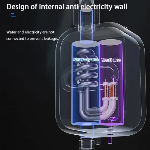 Vista 4 de Calentador de agua caliente instantáneo eléctrico Ducha eléctrica sin tanque Ducha Agua caliente Cocina Baño Calentador de agua instantáneo