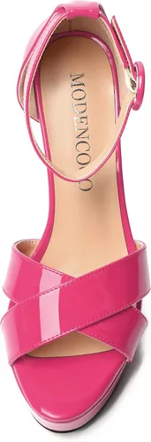 Vista 31 de MODENCOCO Sandalias de boda con correa de tobillo sexy para mujer, con plataforma y puntera abierta, tacón de aguja y tacón alto, zapatos de vestir