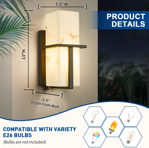 Vista 4 de Linterna de pared industrial con sensor de anochecer a amanecer, impermeable, moderna, para montaje en pared, con botón de fotocélula y fotocélula