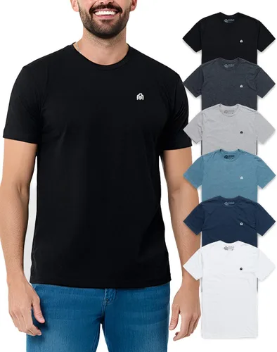Vista 46 de Camisetas casuales de algodón suave con cuello redondo y ajuste atlético