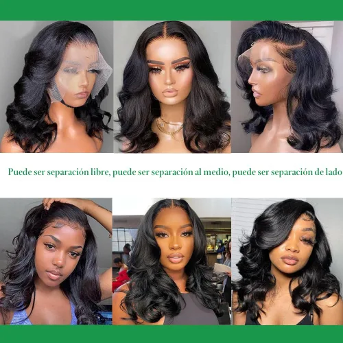 Vista 4 de Douyin - Peluca de cabello humano corto con encaje frontal HD de 13 x 4, prearrancada, sin pegamento, para mujer, pelucas de cabello humano