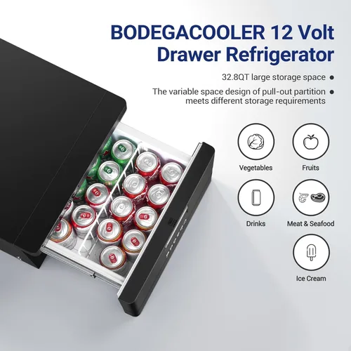 Vista 2 de BODEGA BODEGACOOLER - Refrigerador de cajón de 12 V, 33 cuartos de galón (31 L) con control de aplicación, enfriador portátil para automóvil