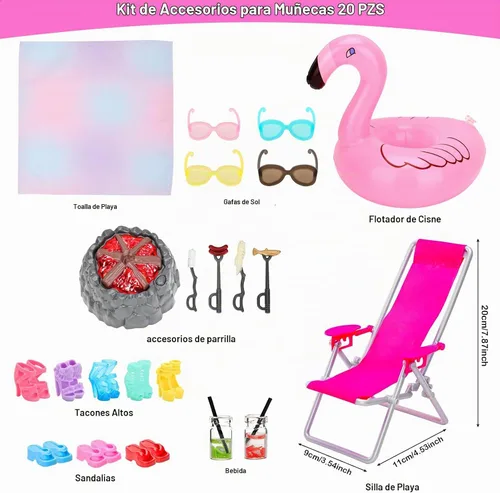 Vista 3 de 27 piezas de ropa y accesorios para muñecas de verano de 11.5 pulgadas