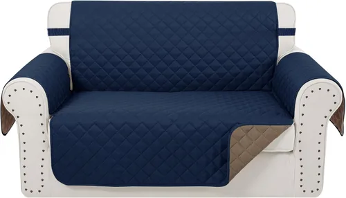 Vista 26 de Fundas para Silla Reclinable Reversibles Funda de Sofá para Mascotas Protector de Muebles Lazy Boy (Silla 23'', Beige/Beige)