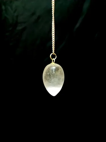 Vista 2 de Péndulo suave de cuarzo de cristal azabache, meditación curativa, Wicca, divino espiritual de aproximadamente 8 pulgadas de largo con cadena