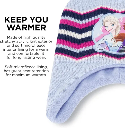 Vista 4 de Disney girls Winter Hat With Knit Mittens Set and Insulated Ski Ages 2-4 Or Frozen Knit Gloves and Glove Set Age 4-7