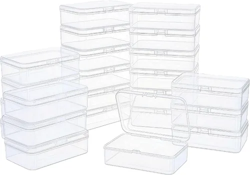Vista 22 de LJY 100 contenedores rectangulares vacíos de plástico transparente con tapas con bisagras (2.2 x 1.6 x 0.8 pulgadas, transparente)