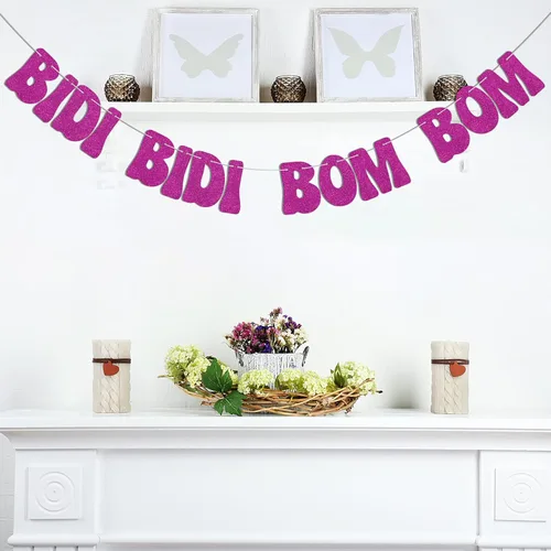 Vista 5 de Bidi Bidi Bom Bom Banner para despedida de soltera Baile latino mexicano Beat Latina Dance Music Beat Decoración Rosa Fuerte Glitter