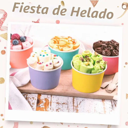 Vista 2 de MATICAN Vasos de papel para helado con tapas, paquete de 40 tazas de sopa de 9 onzas con tapas, recipientes desechables para helado, 9 onzas, 5